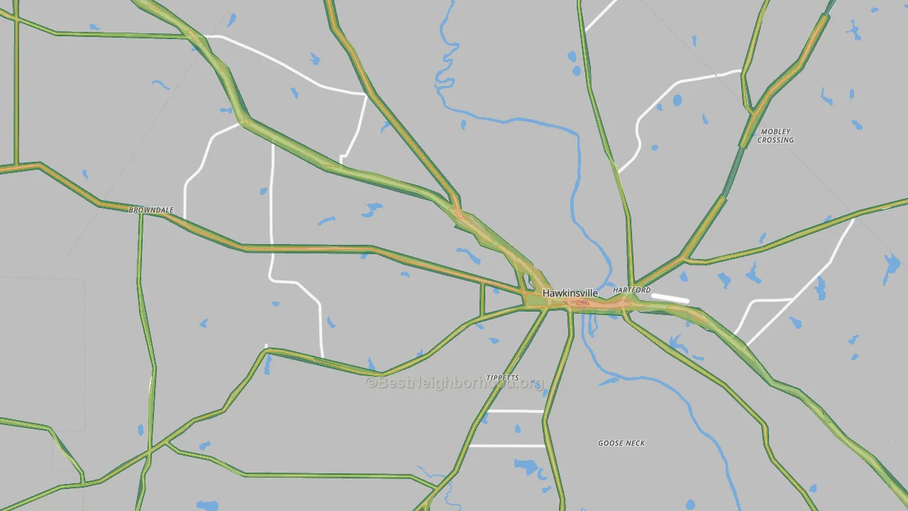 31036, GA Map of Noise Levels in 31036