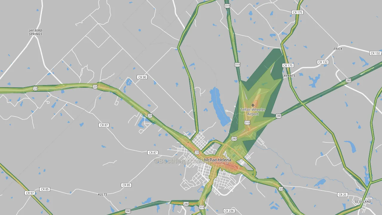 31037, GA Map of Noise Levels in 31037