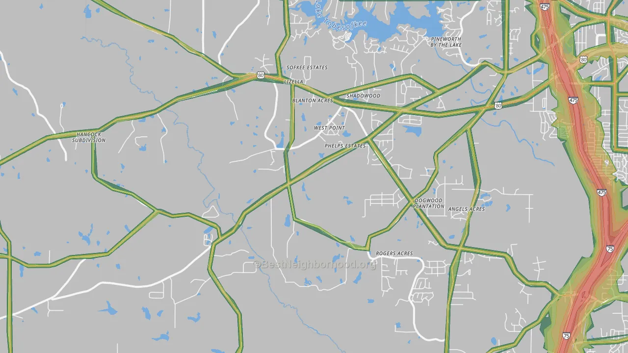 31052, GA Map of Noise Levels in 31052