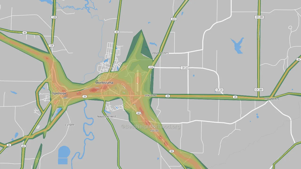 31063, GA Map of Noise Levels in 31063