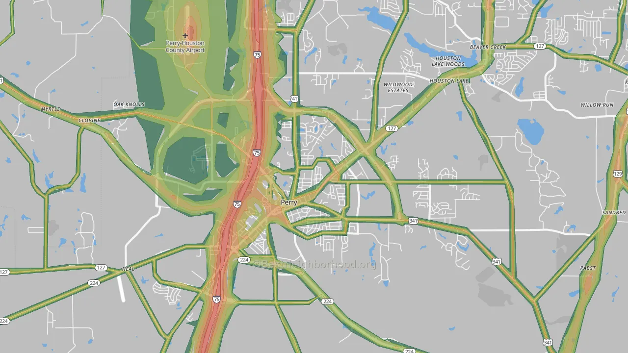 31069, GA Map of Noise Levels in 31069