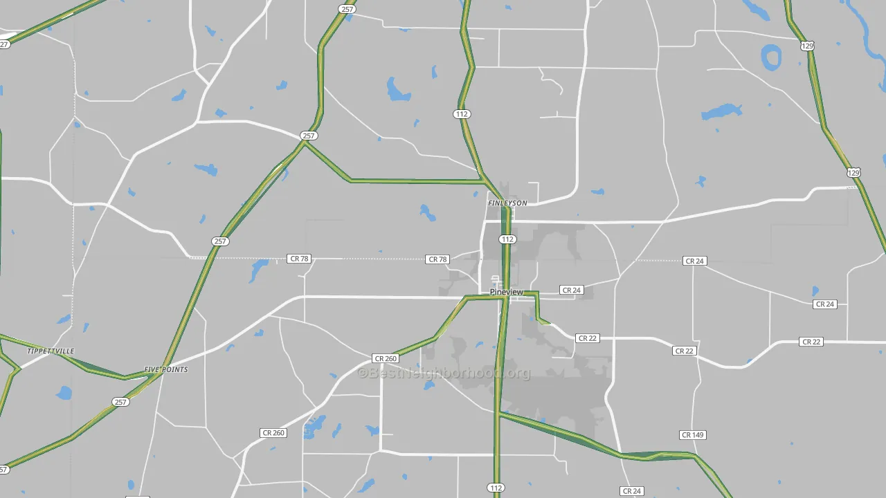 31071, GA Map of Noise Levels in 31071