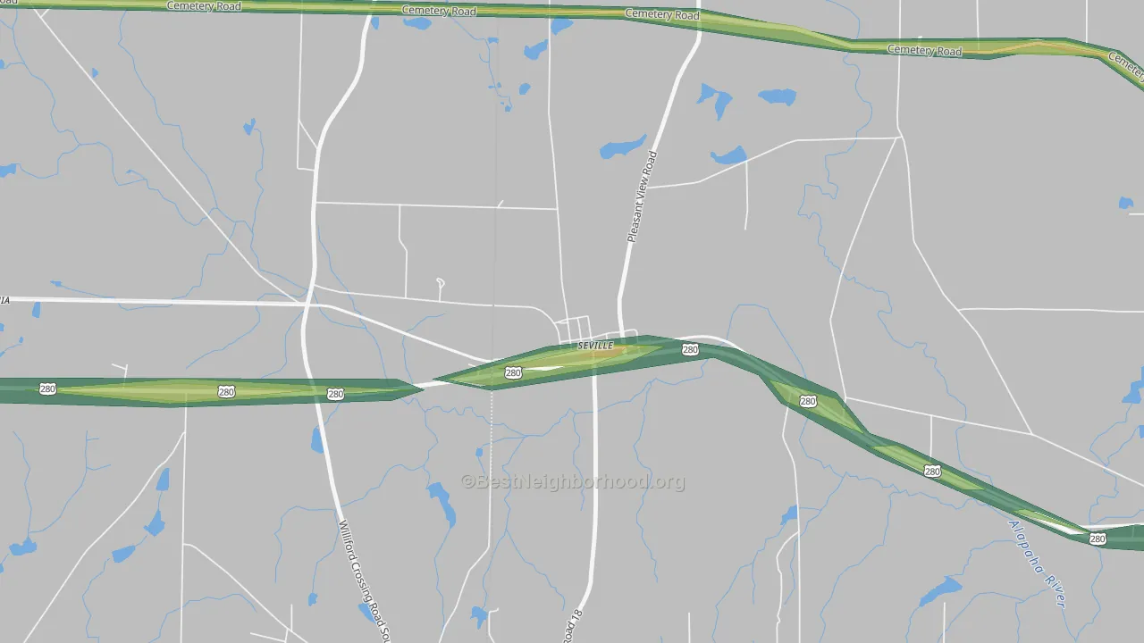 31084, GA Map of Noise Levels in 31084