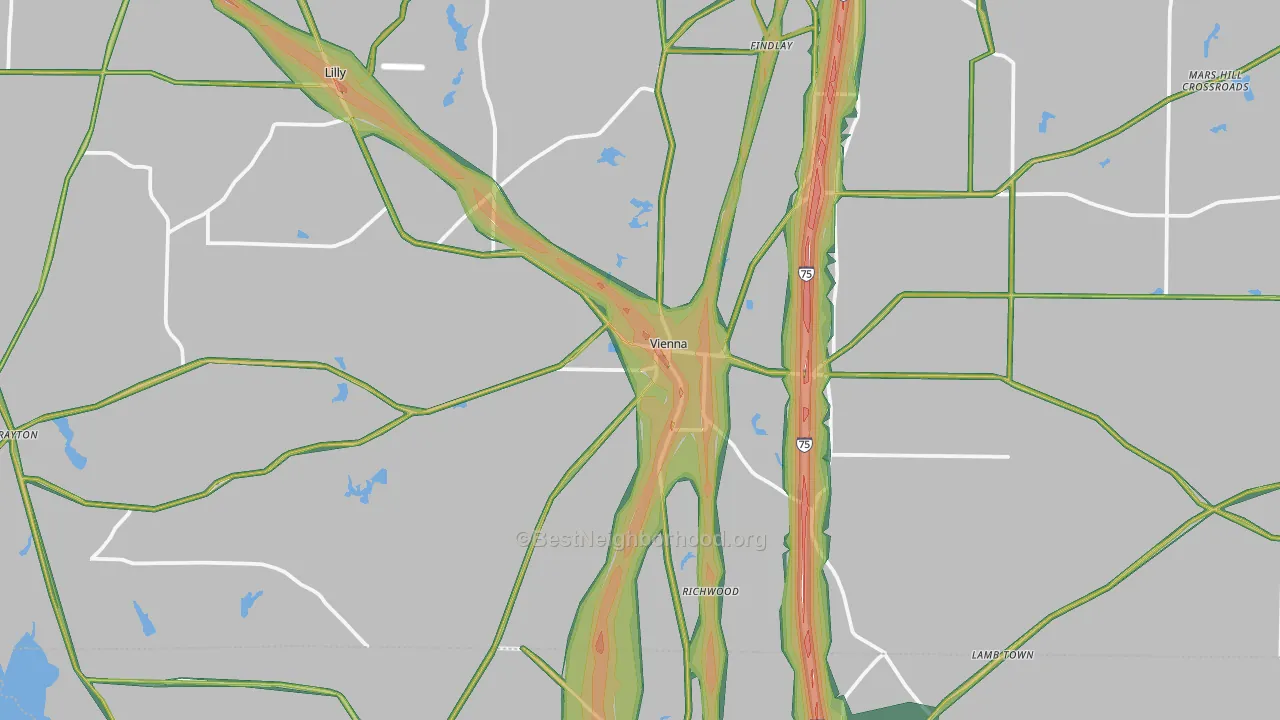31092, GA Map of Noise Levels in 31092