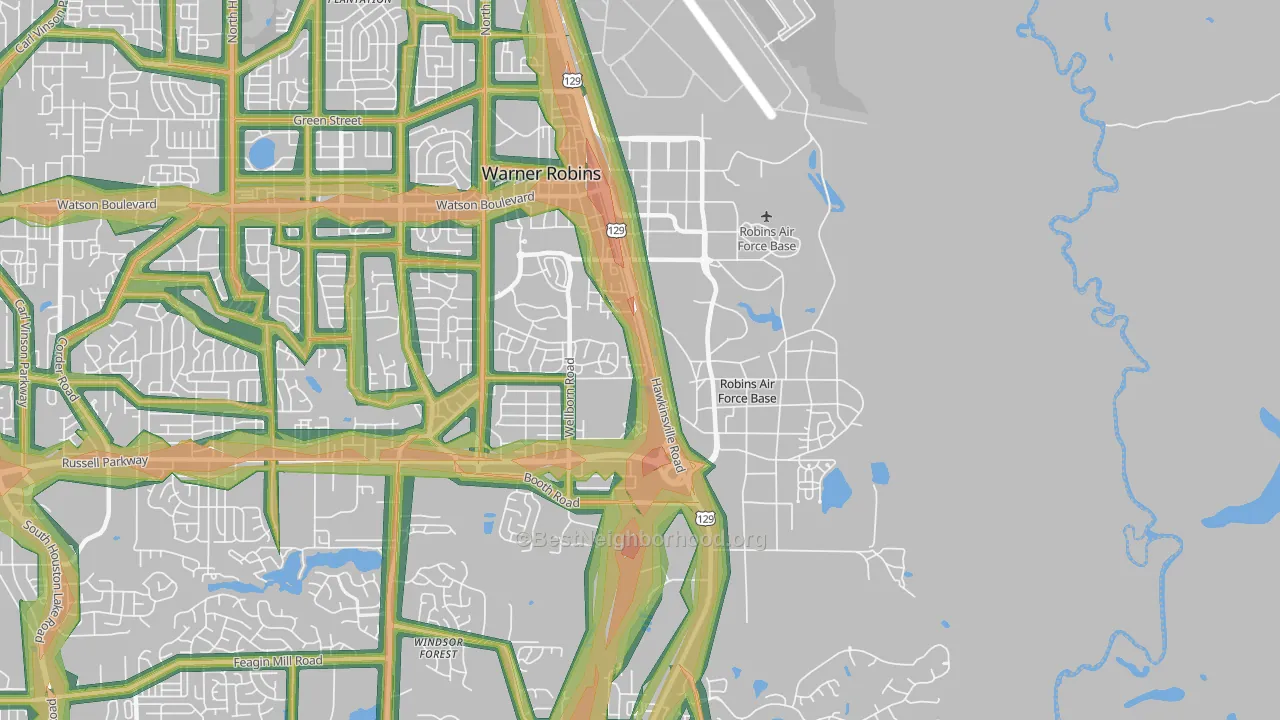 31098, GA Map of Noise Levels in 31098