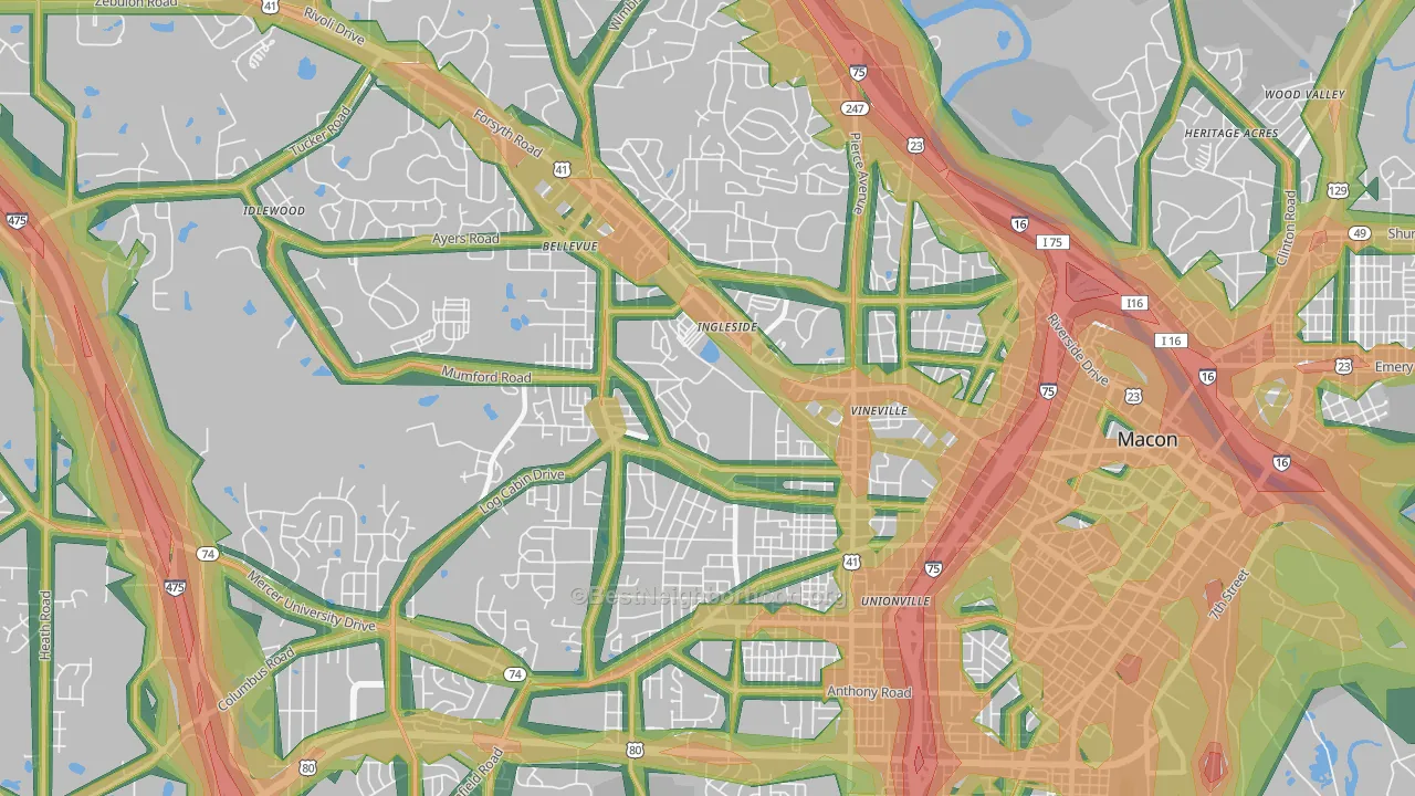31204, GA Map of Noise Levels in 31204