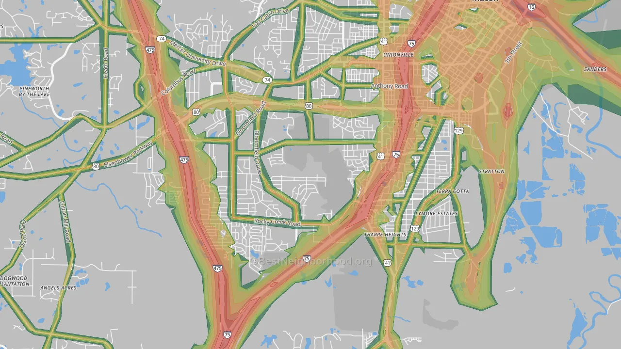 31206, GA Map of Noise Levels in 31206