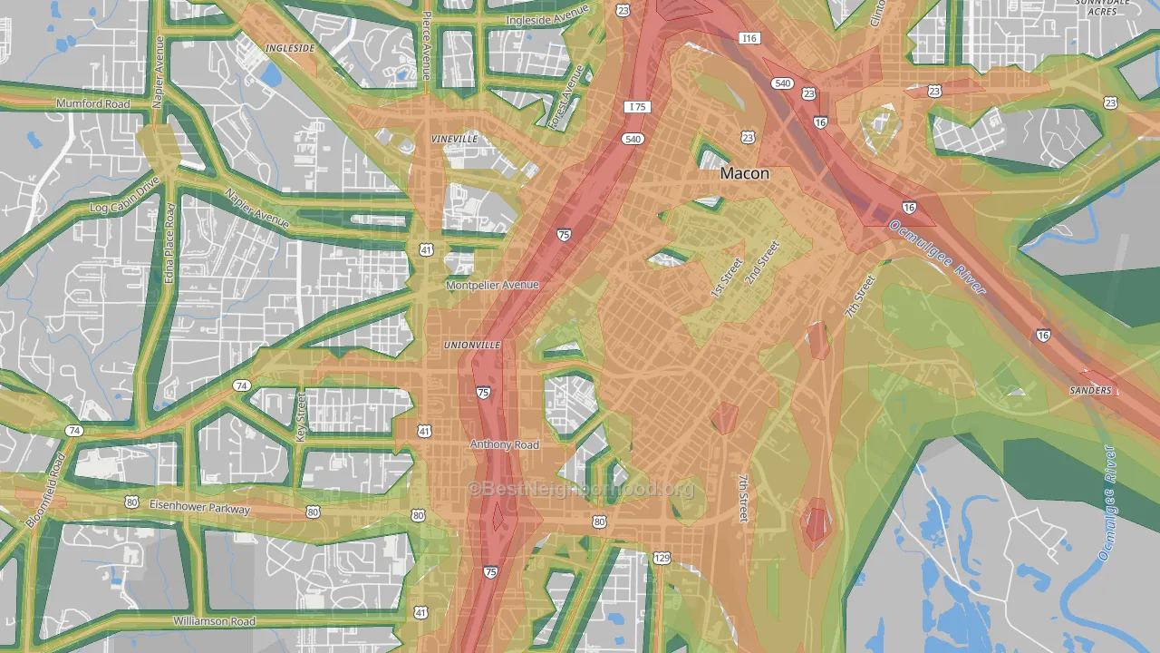 31207, GA Map of Noise Levels in 31207