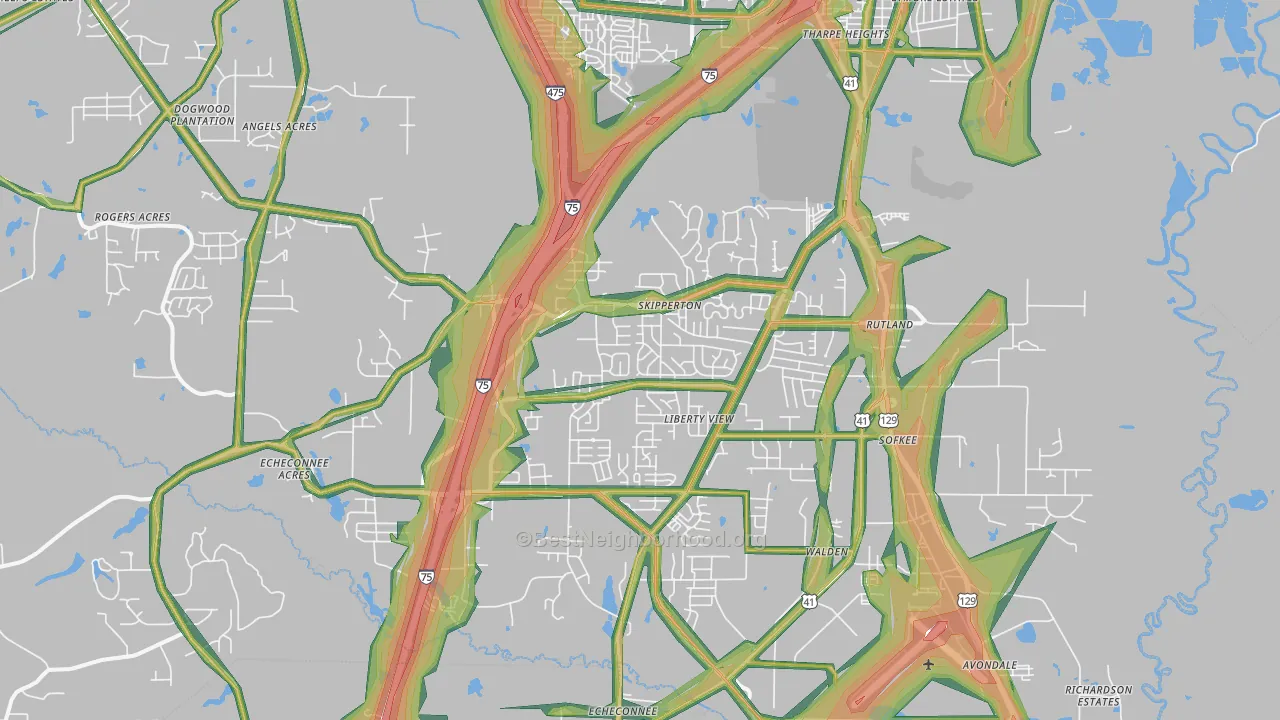 31216, GA Map of Noise Levels in 31216