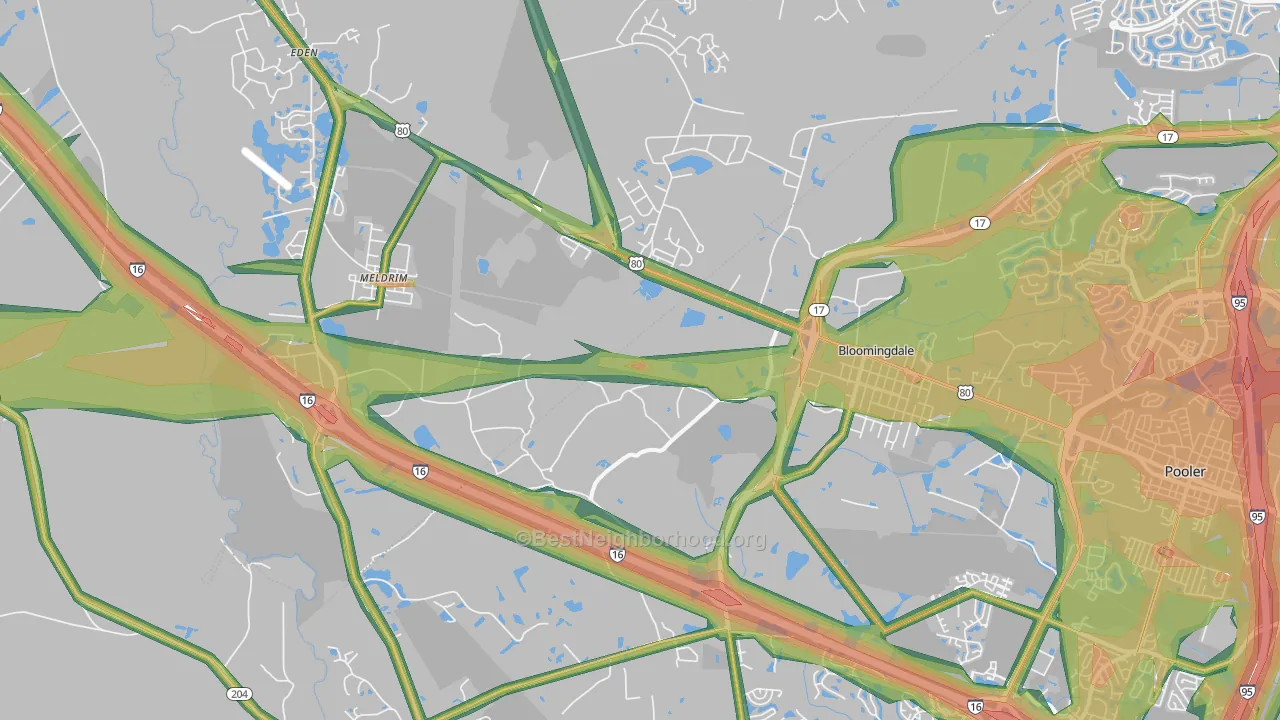 31302, GA Map of Noise Levels in 31302