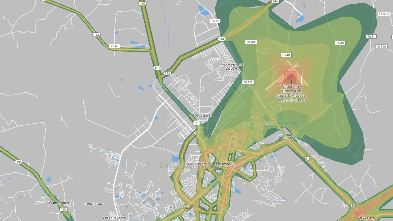 31314, GA Map of Noise Levels in 31314