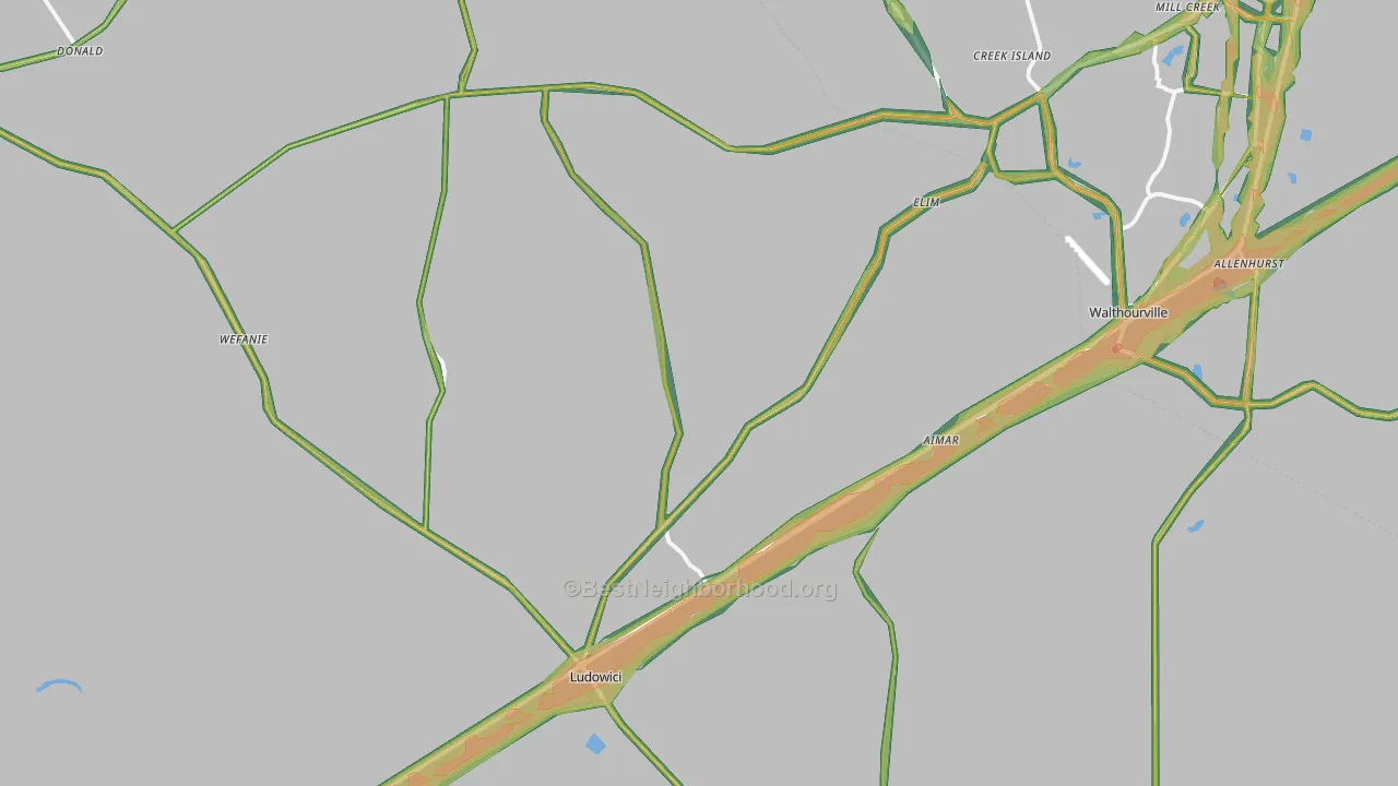 31316, GA Map of Noise Levels in 31316