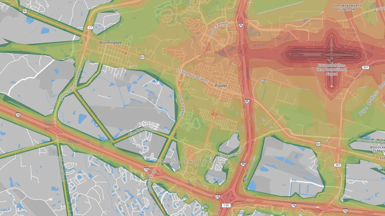 31322, GA Map of Noise Levels in 31322