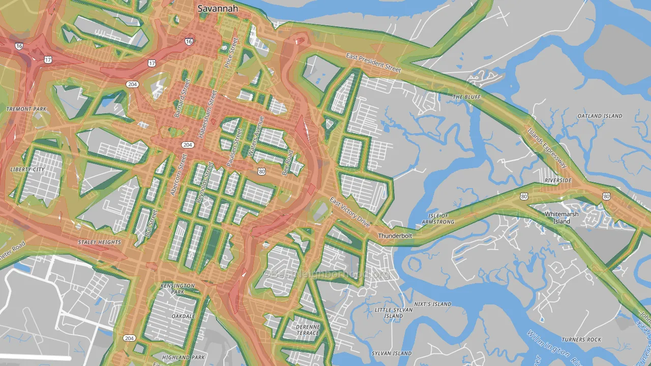 31404, GA Map of Noise Levels in 31404