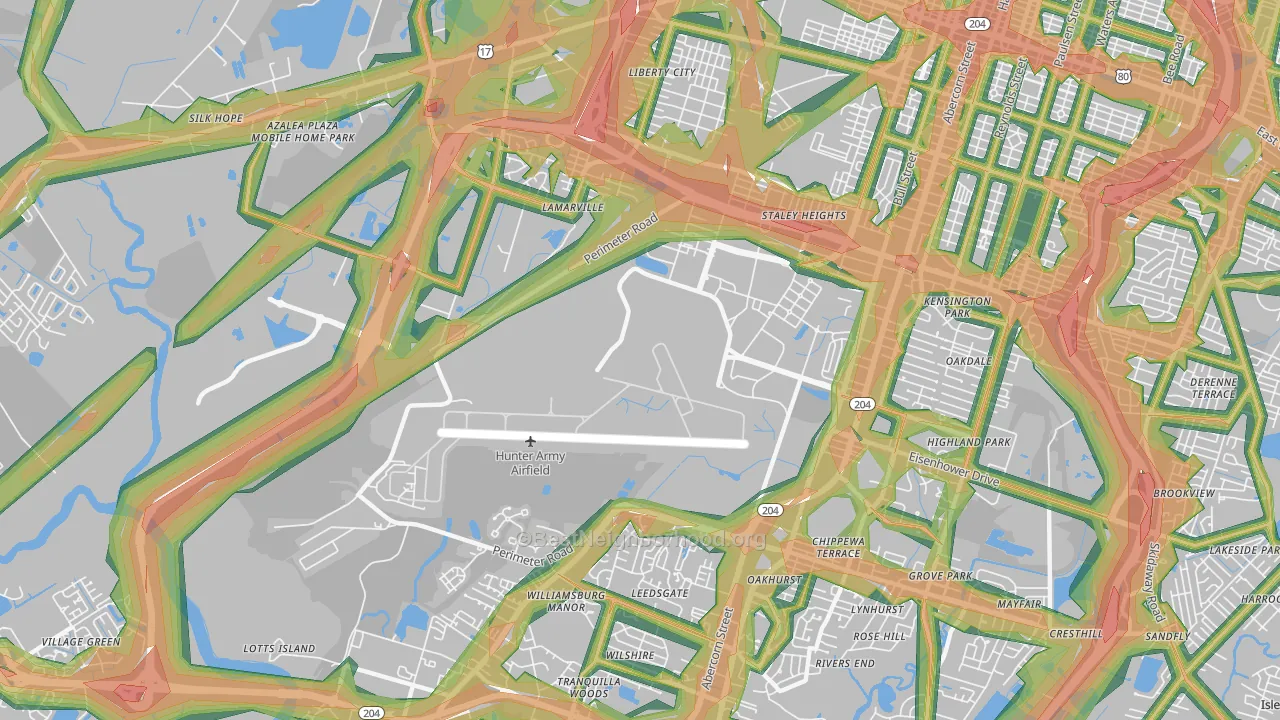 31409, GA Map of Noise Levels in 31409