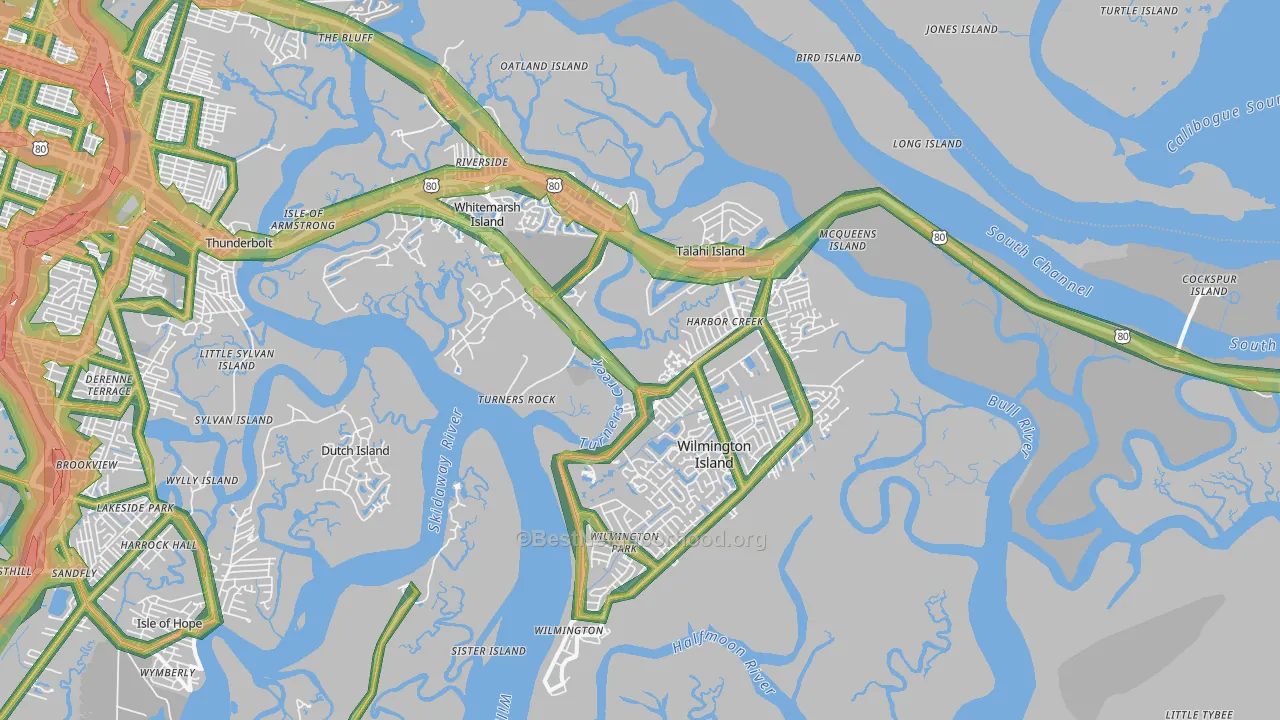 31410, GA Map of Noise Levels in 31410