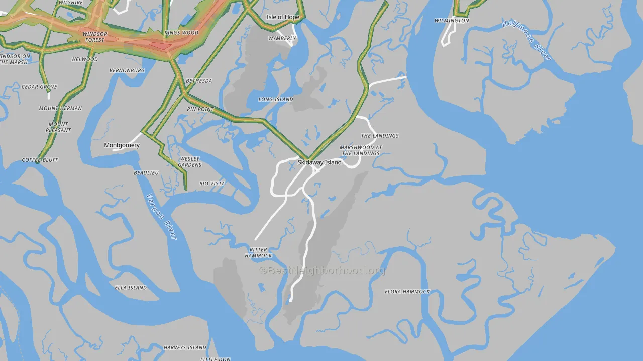 31411, GA Map of Noise Levels in 31411
