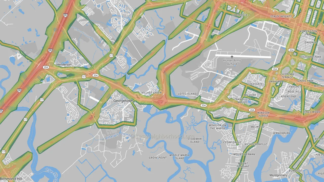 31419, GA Map of Noise Levels in 31419