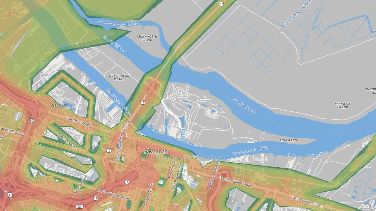 31421, GA Map of Noise Levels in 31421