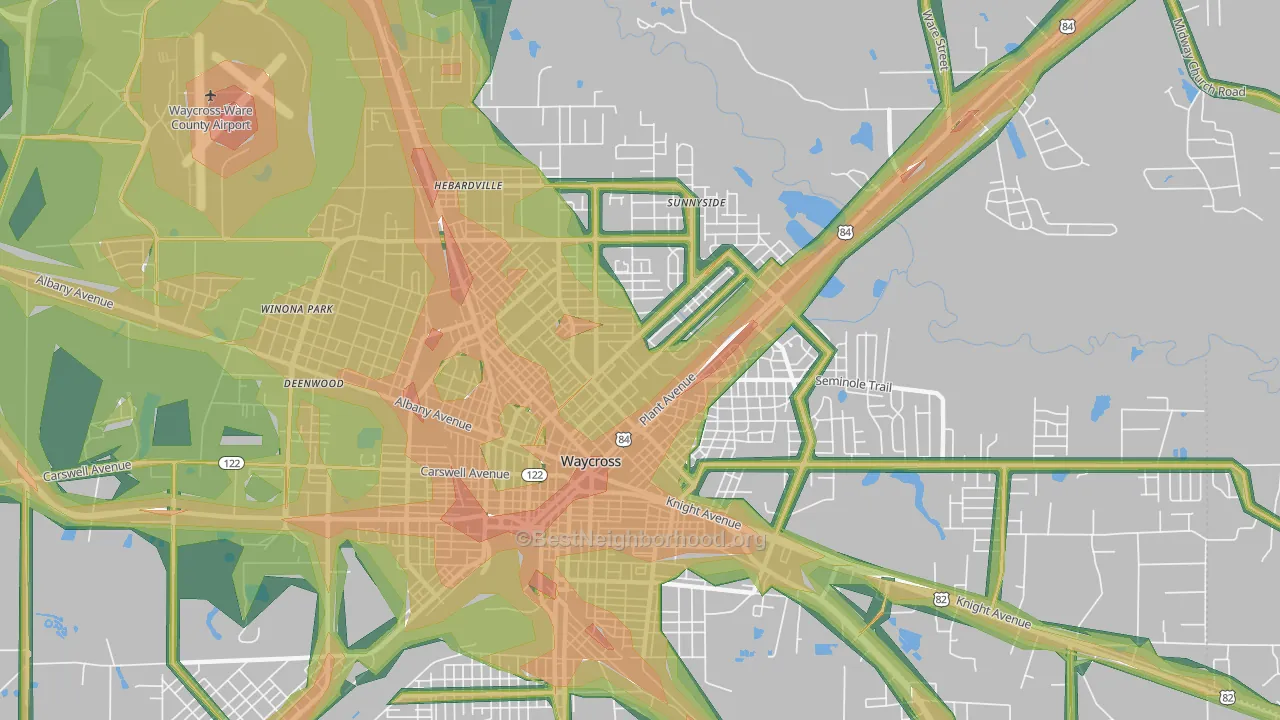 31501, GA Map of Noise Levels in 31501