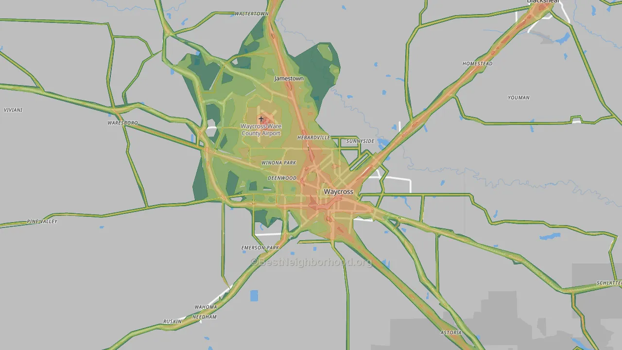 31503, GA Map of Noise Levels in 31503