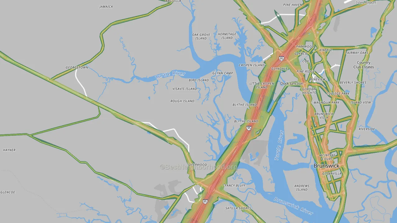 31523, GA Map of Noise Levels in 31523