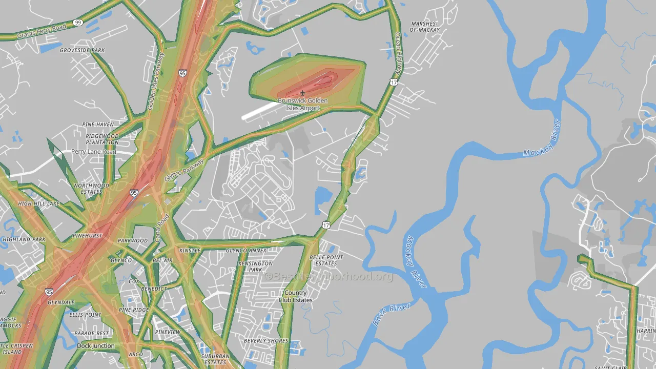 31524, GA Map of Noise Levels in 31524