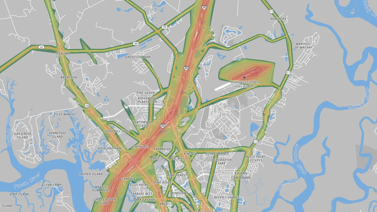31525, GA Map of Noise Levels in 31525