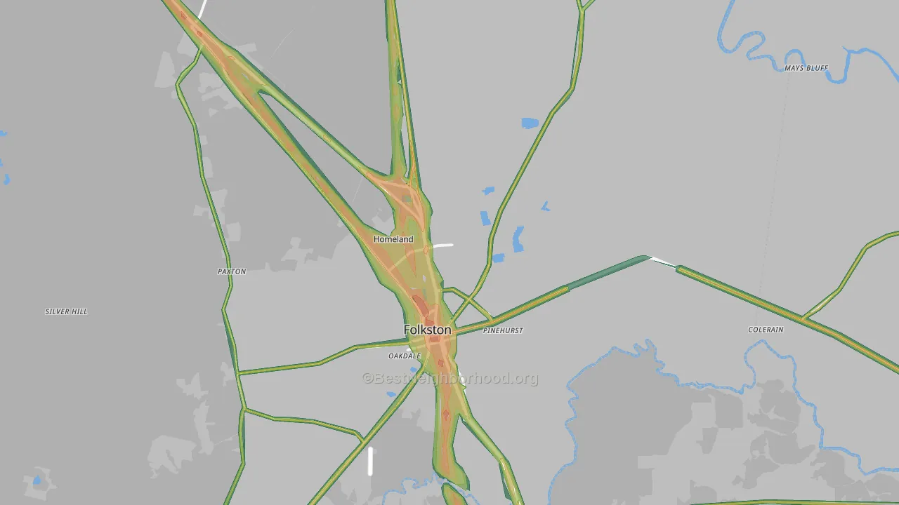 31537, GA Map of Noise Levels in 31537