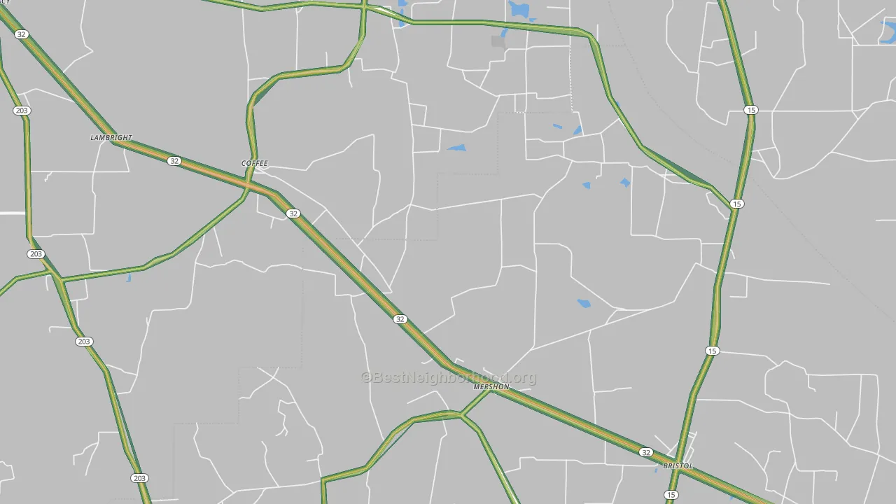 31551, GA Map of Noise Levels in 31551