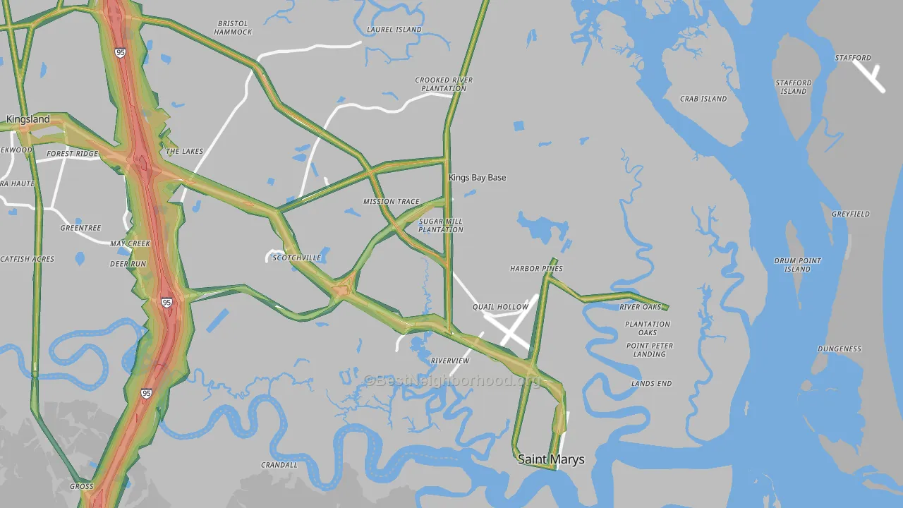 31558, GA Map of Noise Levels in 31558