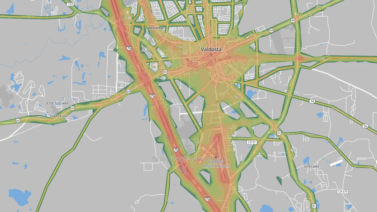 31601, GA Map of Noise Levels in 31601
