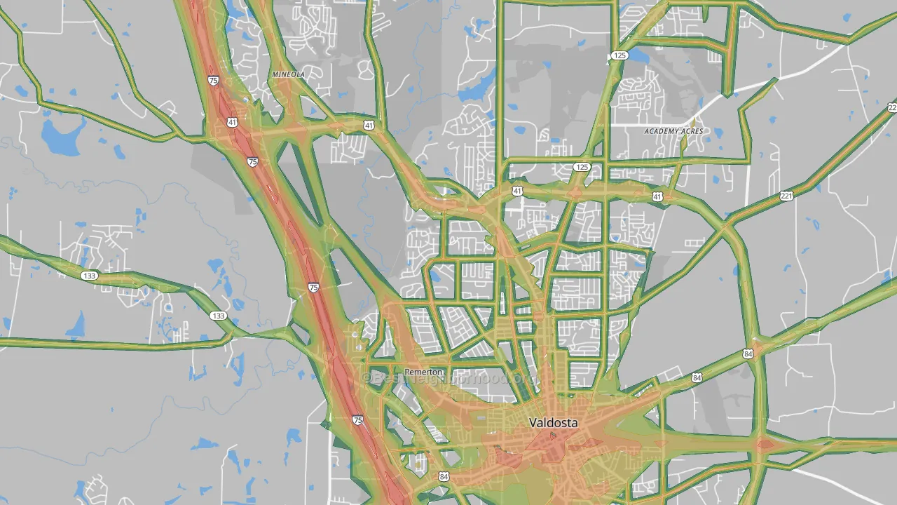 31602, GA Map of Noise Levels in 31602
