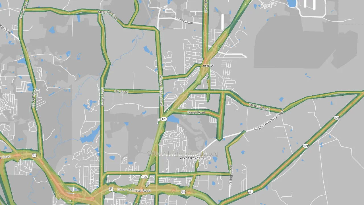 31605, GA Map of Noise Levels in 31605