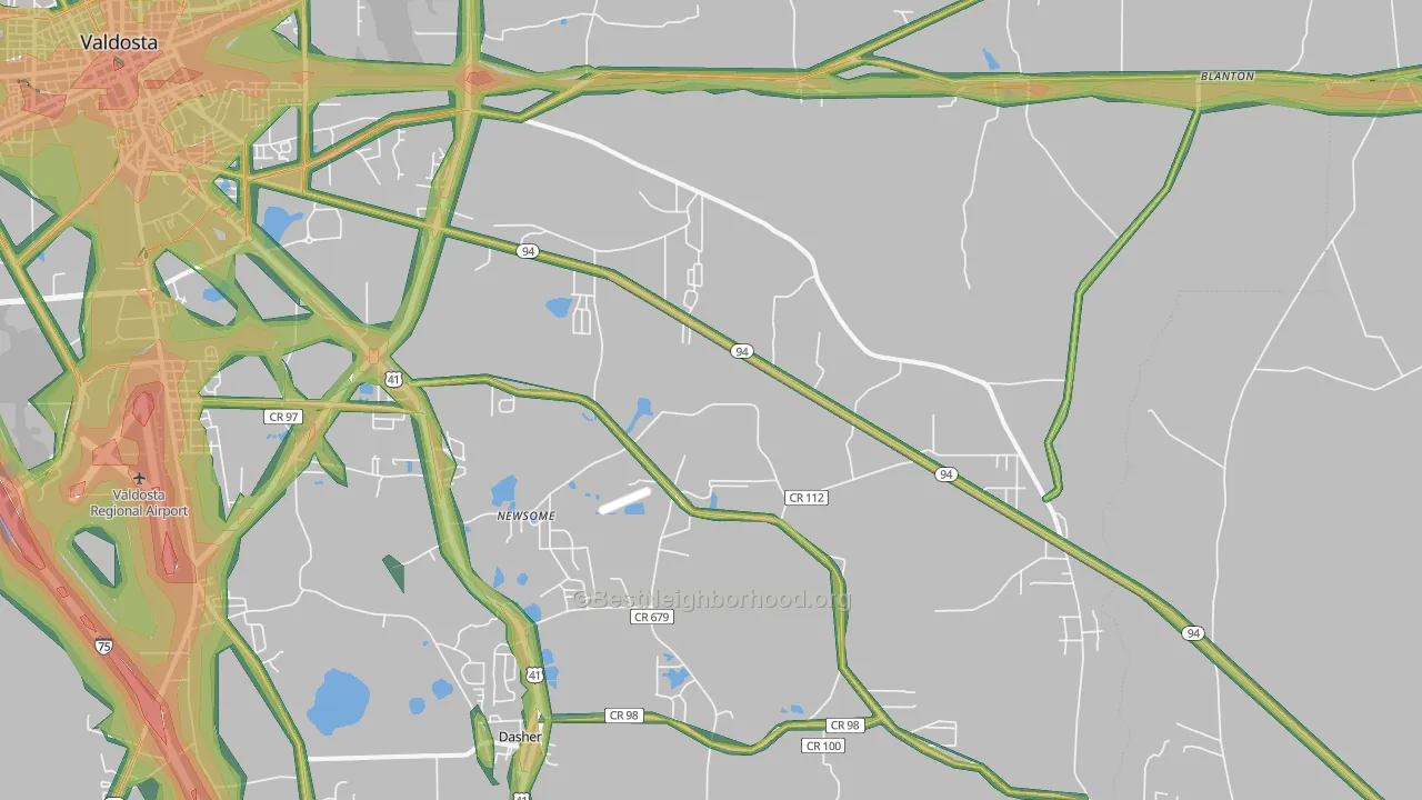 31606, GA Map of Noise Levels in 31606