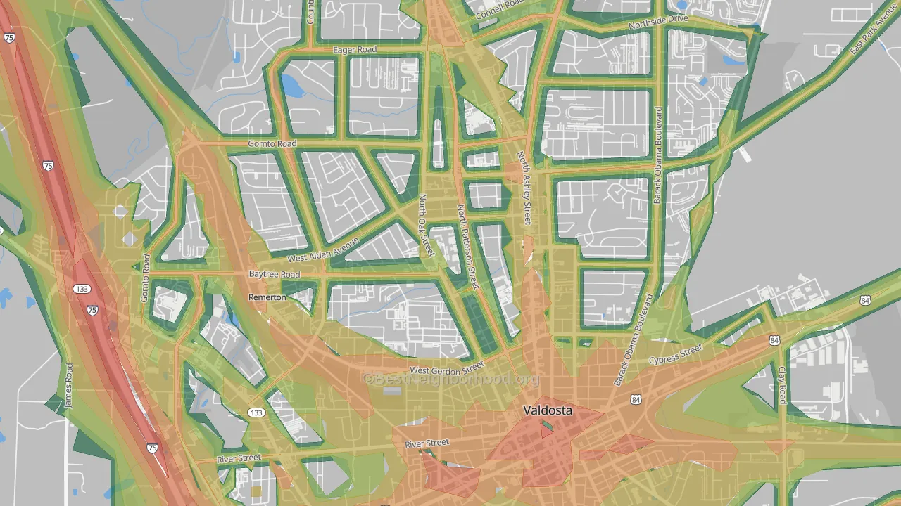 31698, GA Map of Noise Levels in 31698