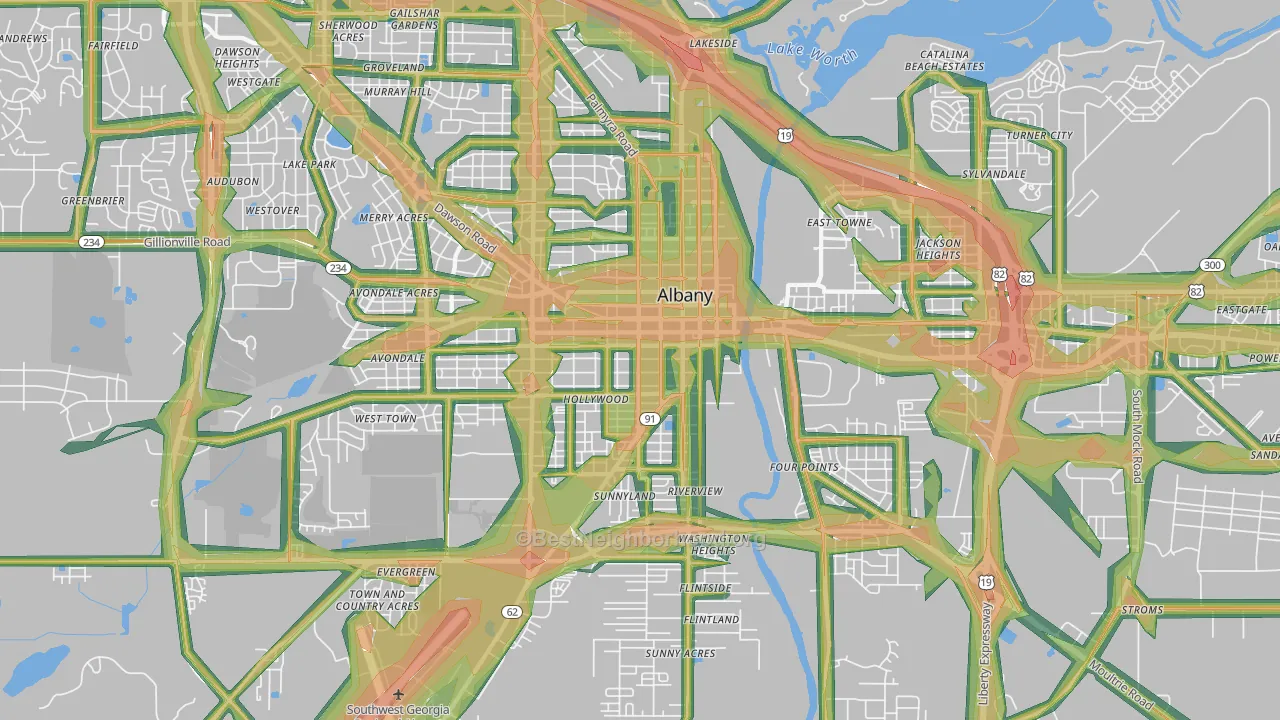 31701, GA Map of Noise Levels in 31701
