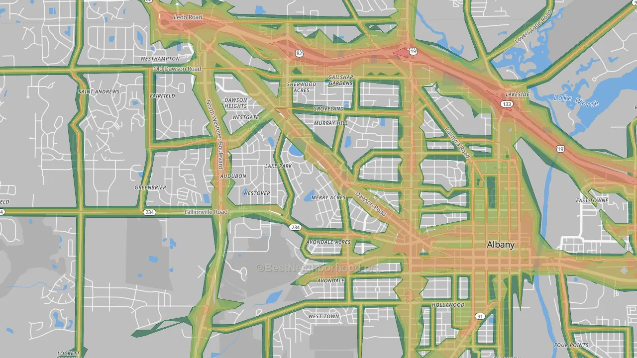 31707, GA Map of Noise Levels in 31707