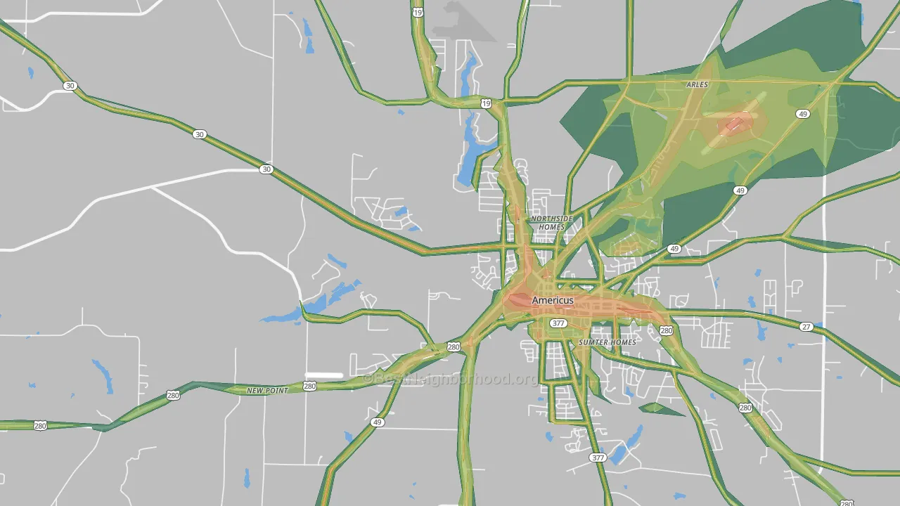 31719, GA Map of Noise Levels in 31719