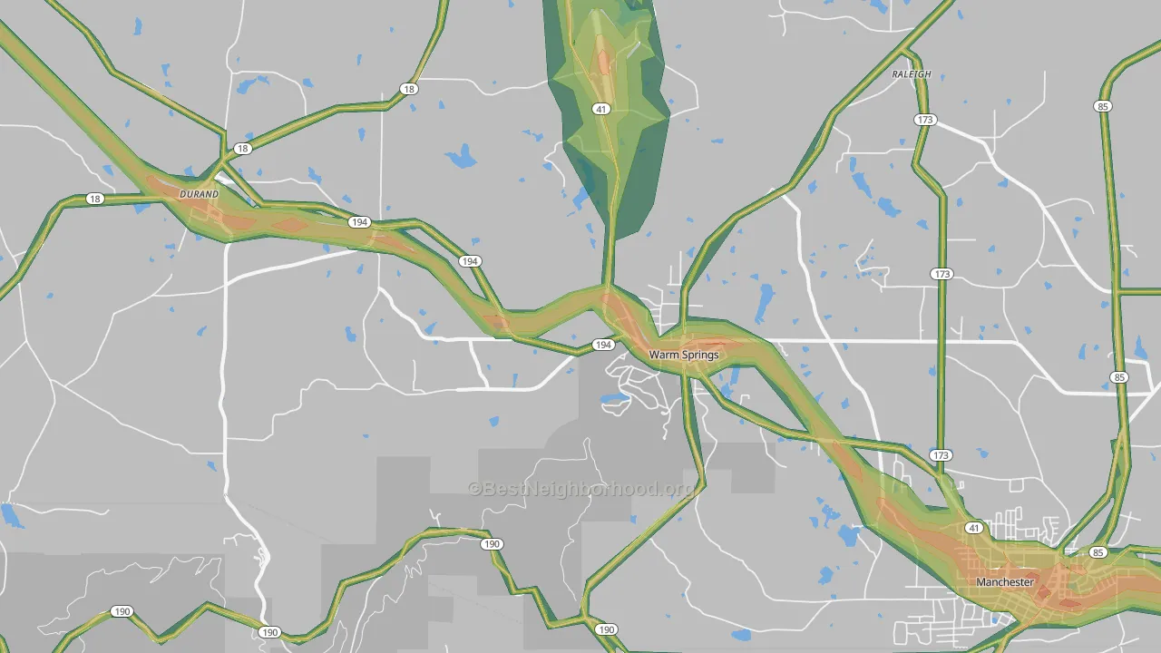 31830, GA Map of Noise Levels in 31830