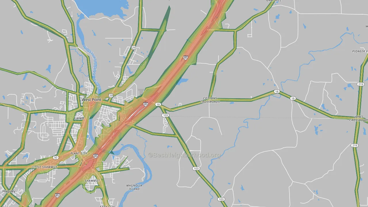 31833, GA Map of Noise Levels in 31833