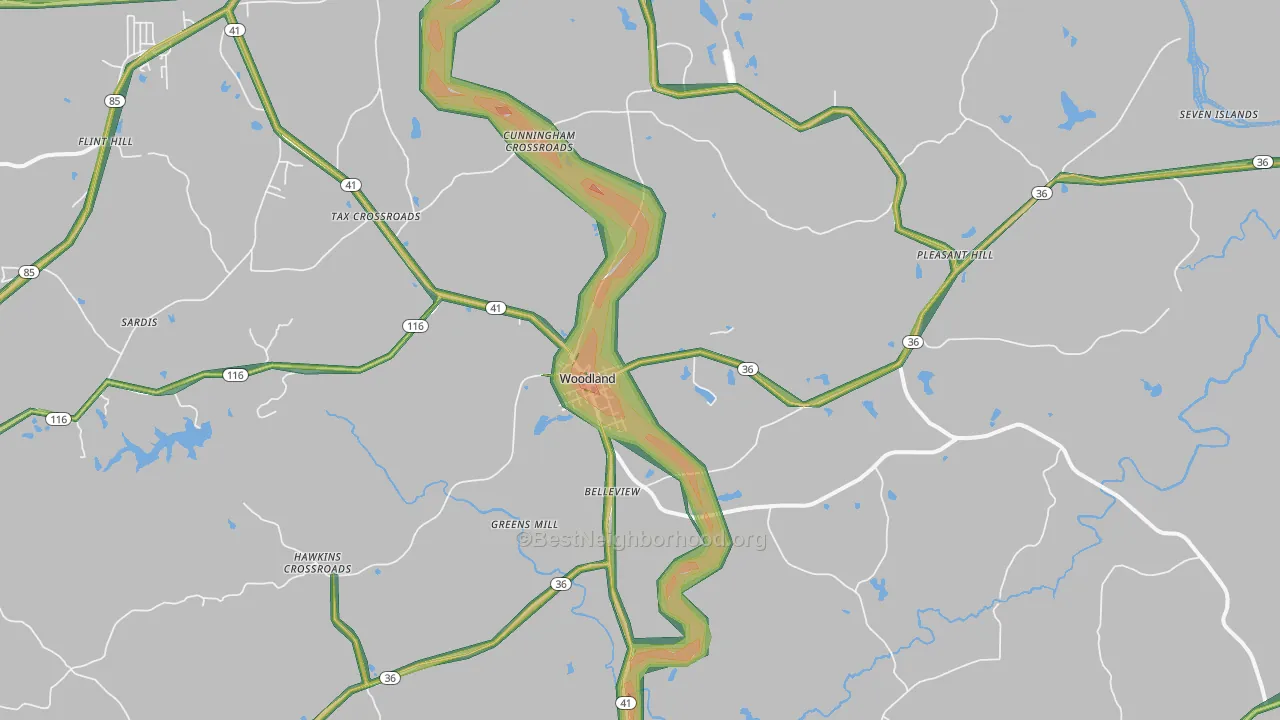 31836, GA Map of Noise Levels in 31836