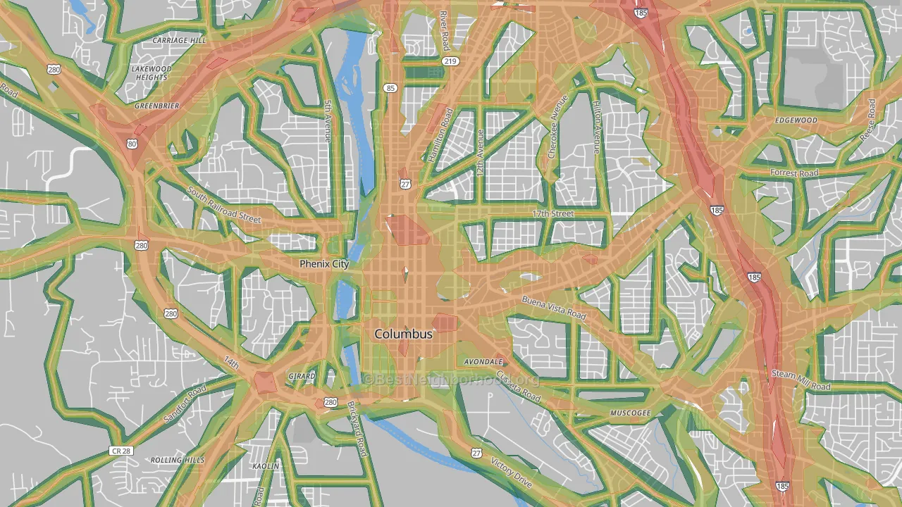 31901, GA Map of Noise Levels in 31901