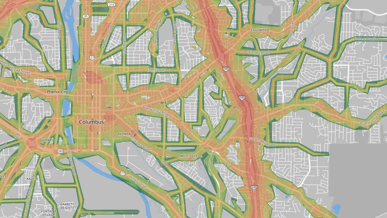 31906, GA Map of Noise Levels in 31906