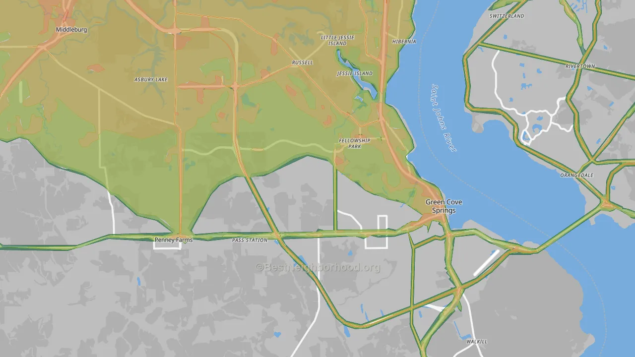 32043, FL Map of Noise Levels in 32043