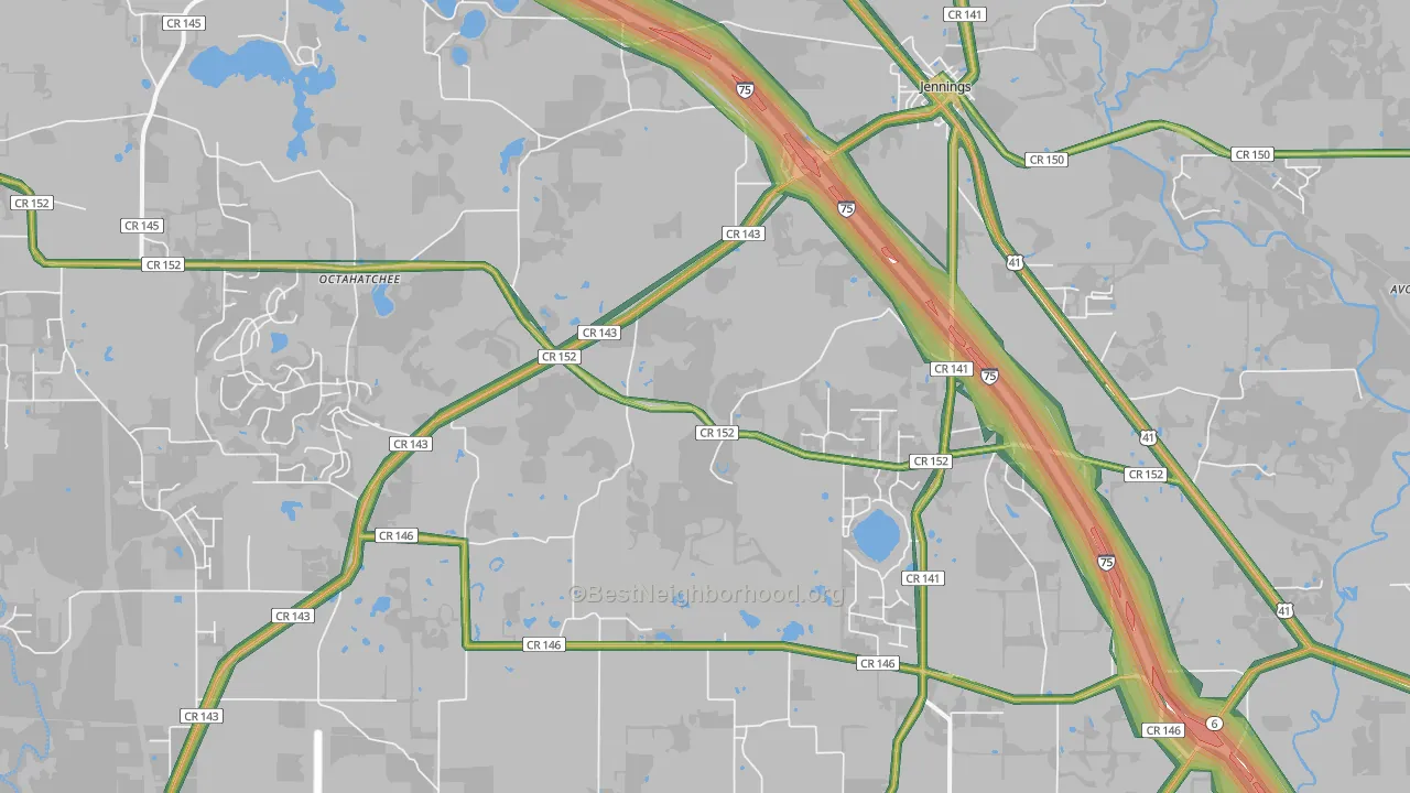 32053, FL Map of Noise Levels in 32053
