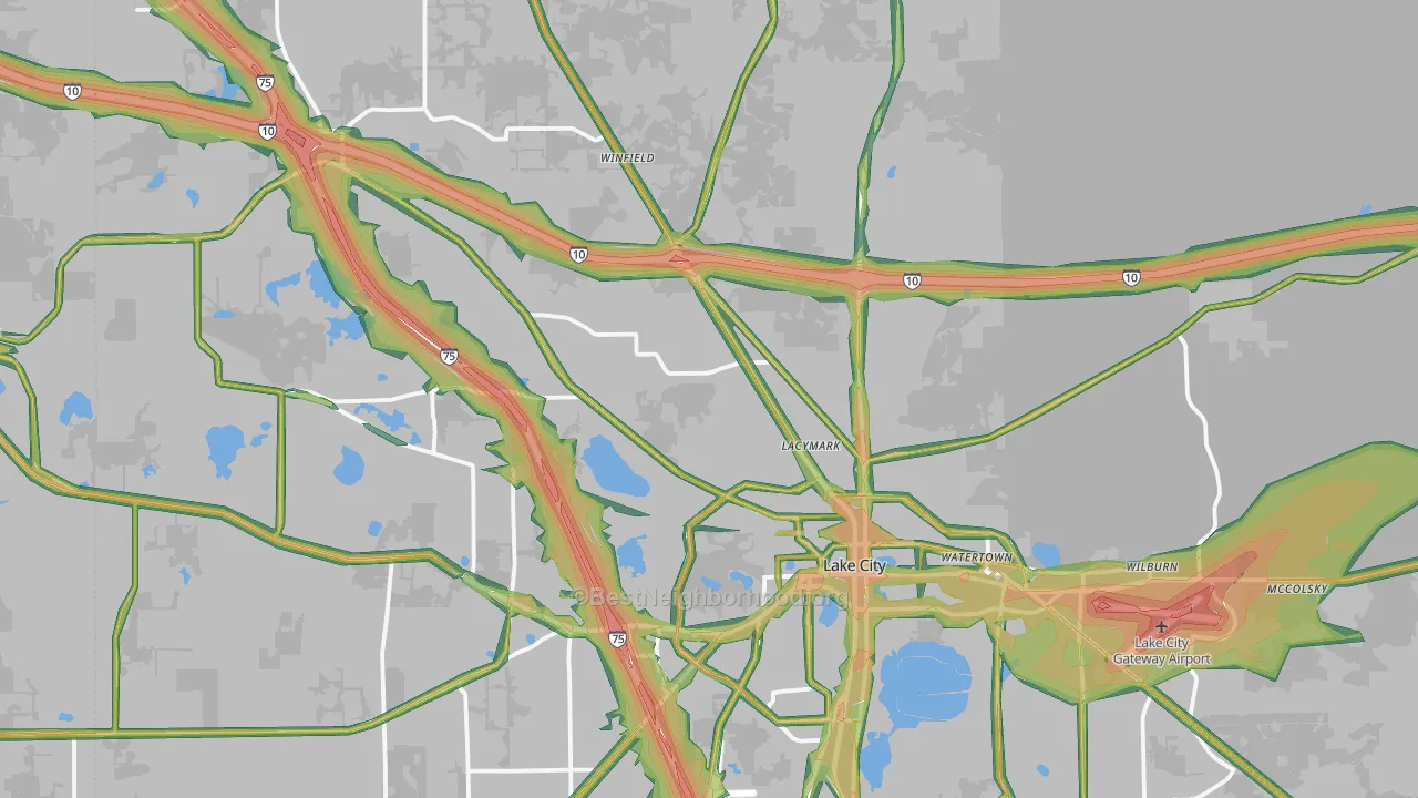32055, FL Map of Noise Levels in 32055