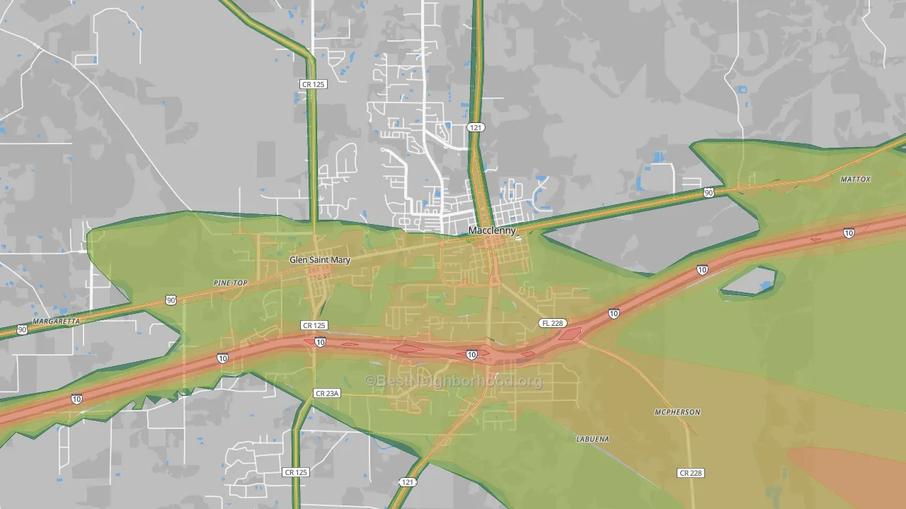 32063, FL Map of Noise Levels in 32063