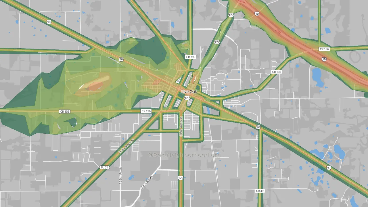 32064, FL Map of Noise Levels in 32064
