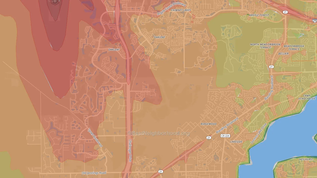 32065, FL Map of Noise Levels in 32065